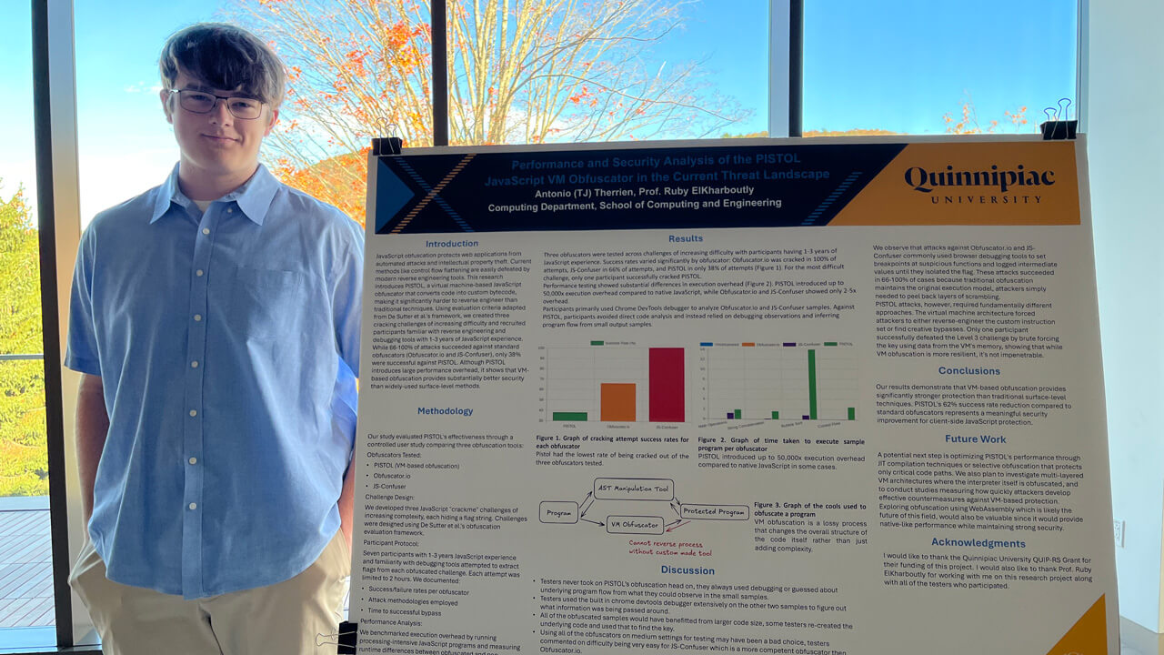 Antonio (TJ) Therrien posing with his poster