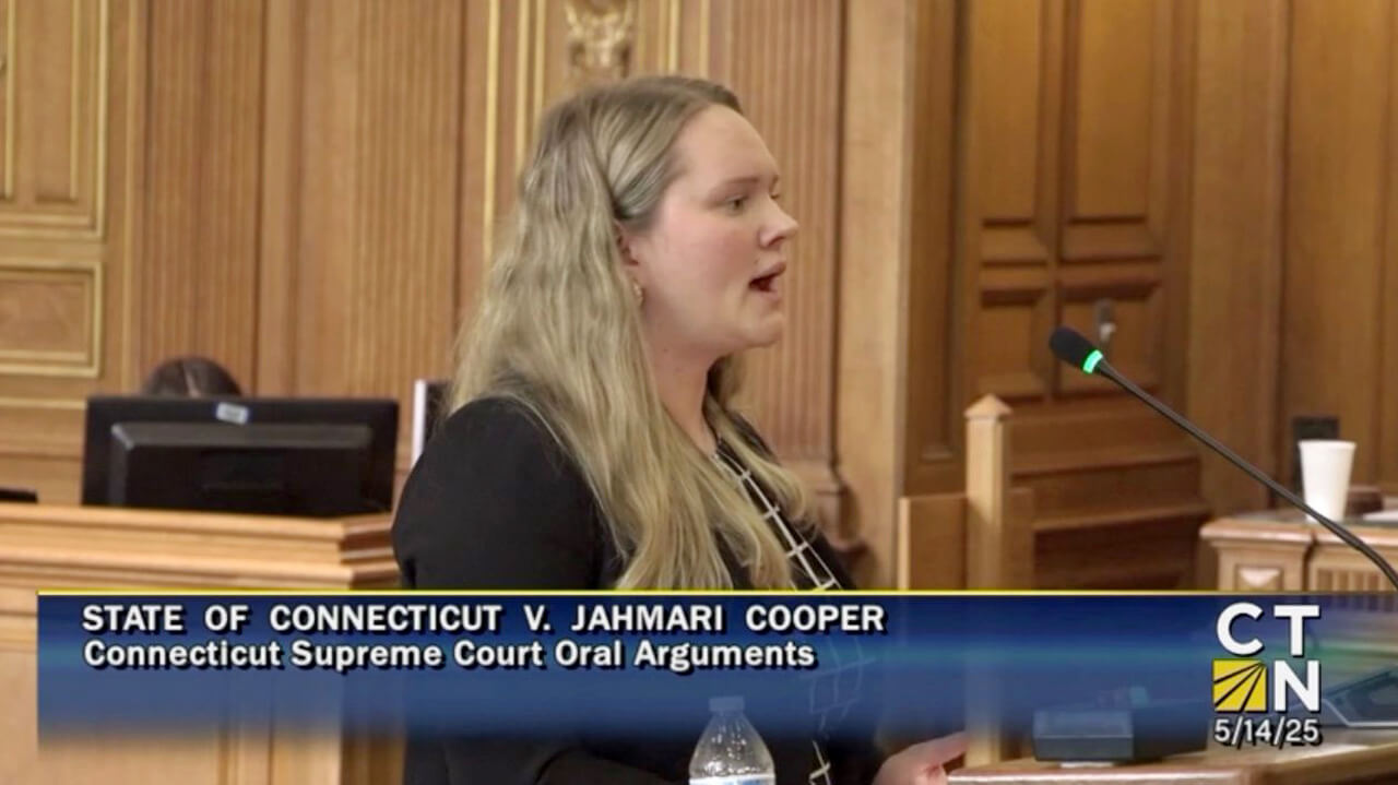 Heather Mansfield giving oral arguments in court